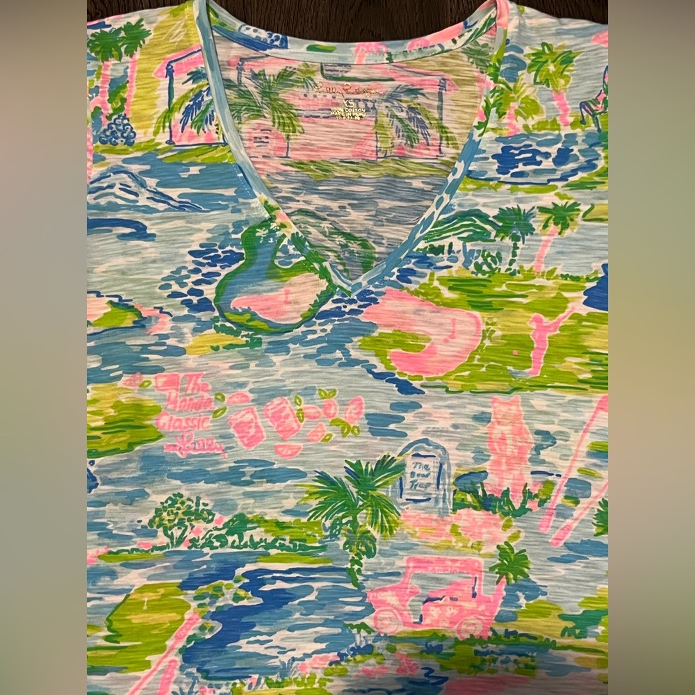 Lilly Pulitzer Honda Classic PGA Golf Etta V Neck Tee Shirt Top Size XS - Picture 5 of 16